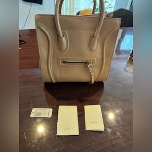 Celine Cream Leather Tote Bag